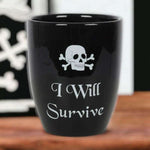 The Fashion Gift Shop: Black Gothic Plant Pot Skull I Will Survive Text Gardening Gifts by Spirit of equinox, Pots and Planters