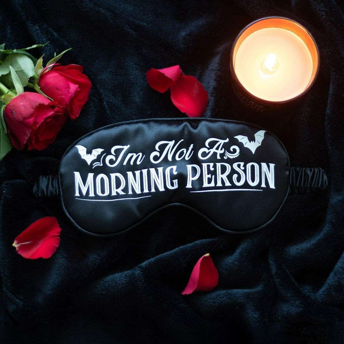 I'm Not a Morning Person Satin Sleep Mask for Night Owls by Spirit of equinox