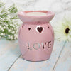 Love Wax Warmer, Oil Burner with Cut-Out Hearts - Pink