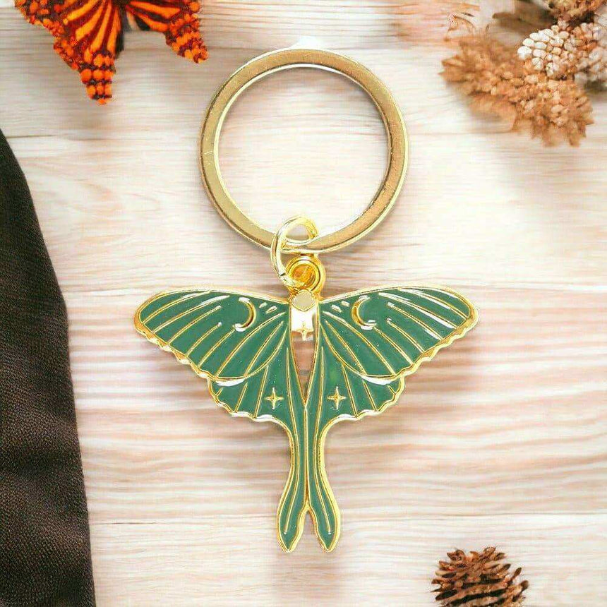 The Fashion Gift Shop: Luna Moth Keyring, The Dark Forest Enamel Charm by Spirit of equinox, Bag Charms & Keyrings