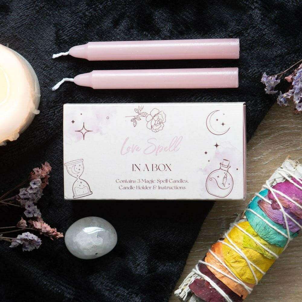 The Fashion Gift Shop: Magic Love Spell in a Box 3 Pink Candles to Manifest Love by Spirit of equinox, Candles