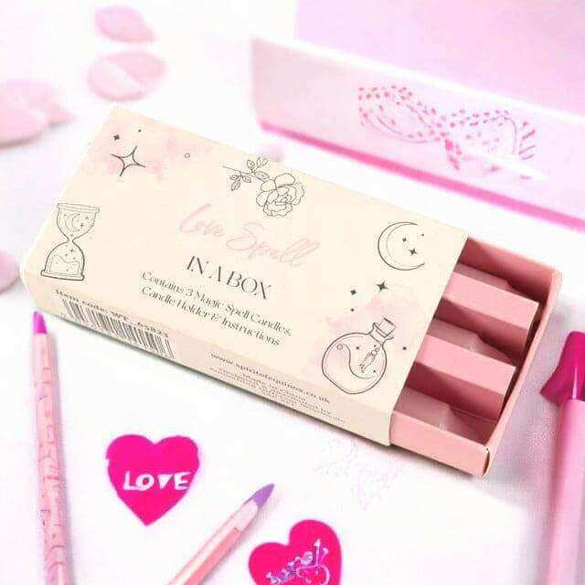 The Fashion Gift Shop: Magic Love Spell in a Box 3 Pink Candles to Manifest Love by Spirit of equinox, Candles