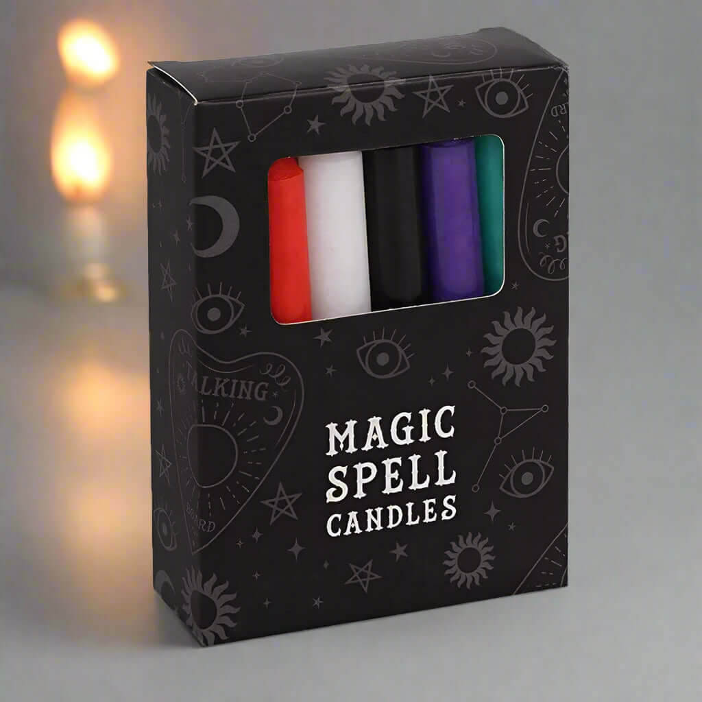 The Fashion Gift Shop: Box of 12 Mini Mixed Colours Spell Casting Candles Set by Spirit of equinox, Candles