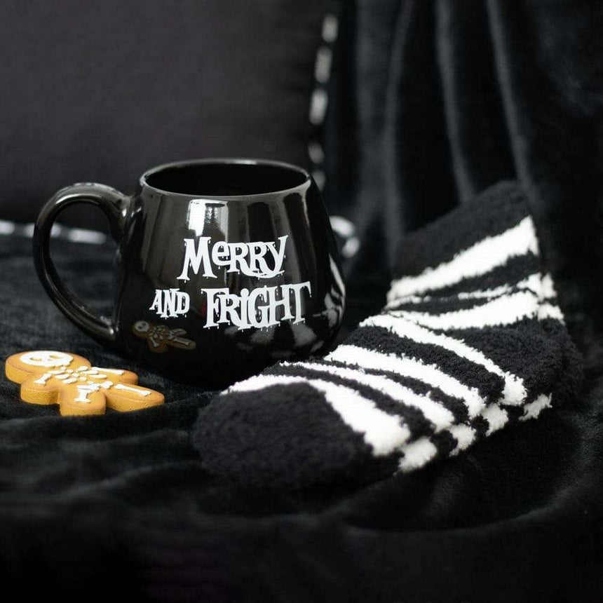 The Fashion Gift Shop: Merry and Fright Black Mug and Stripy Socks Gift Set by Spirit of equinox, Mugs and Cups