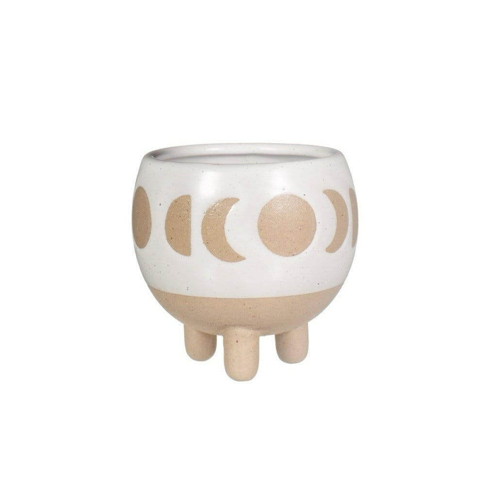 The Fashion Gift Shop: Moon Phases Small Planter White Small Housing Plant Holder by Sass and Belle, Pots and Planters