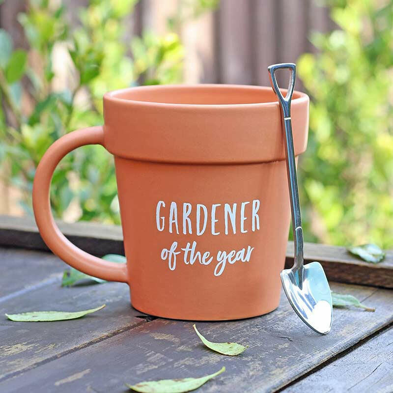 The Fashion Gift Shop: Gardener Of The Year Novelty Mug and Shovel Spoon Gift Set by Jones Home & Gifts, Mugs and Cups