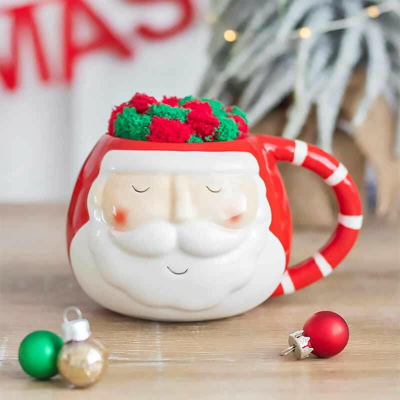 Festive Santa Mug & Cosy Sock Gift Set by Jones Home & Gifts