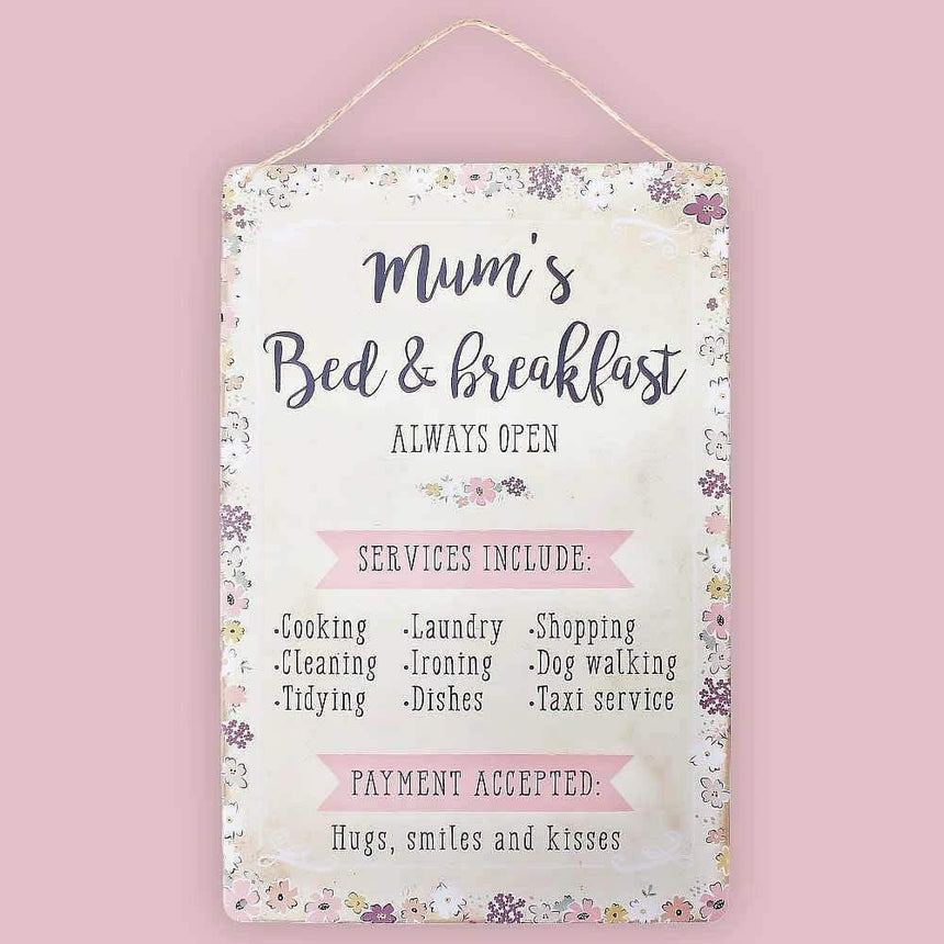 The Fashion Gift Shop: Mum's Bed & Breakfast Sign by Jones Home & Gifts, Hanging Decoration