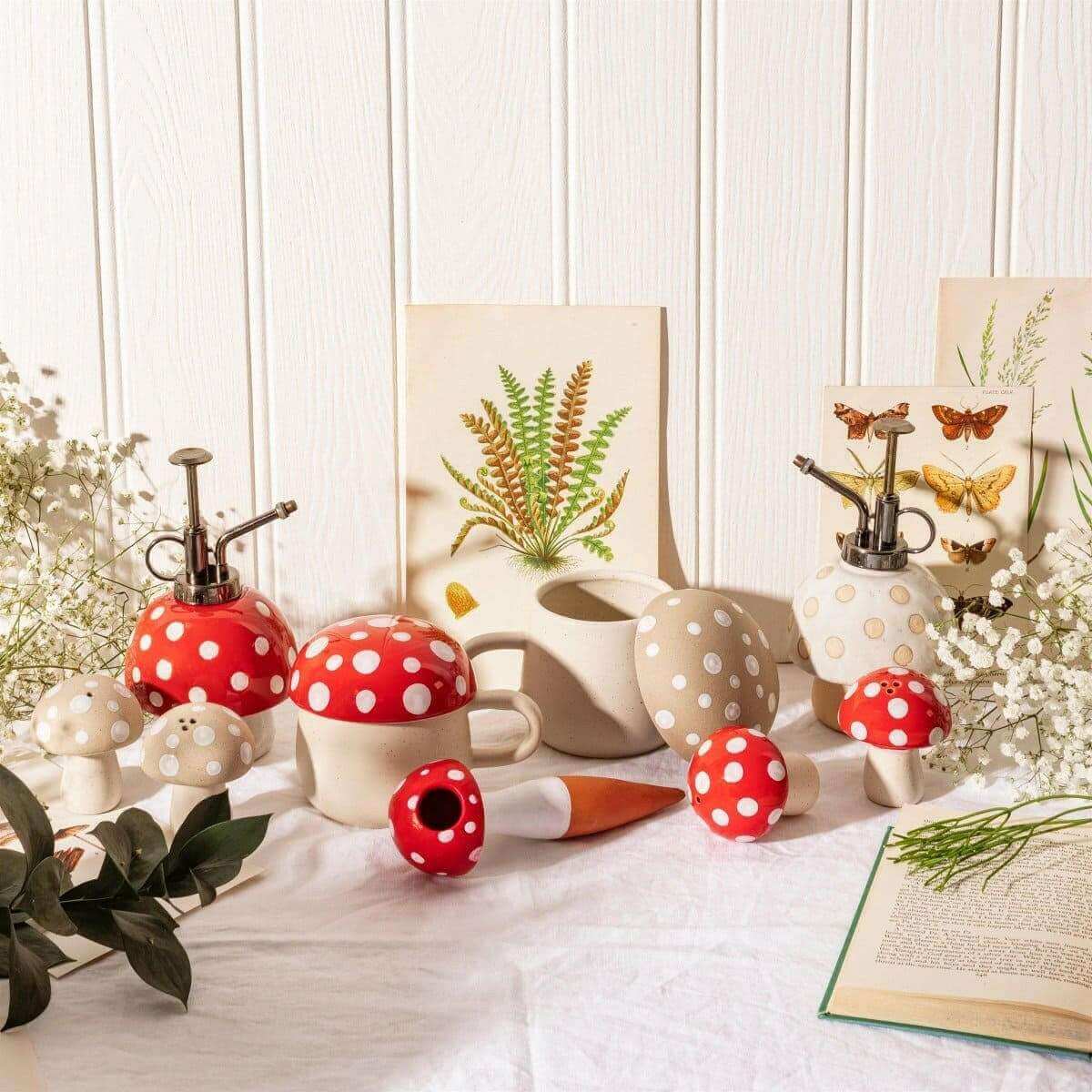 Mushroom Shaped Terracotta Watering Spike Red by Sass and Belle