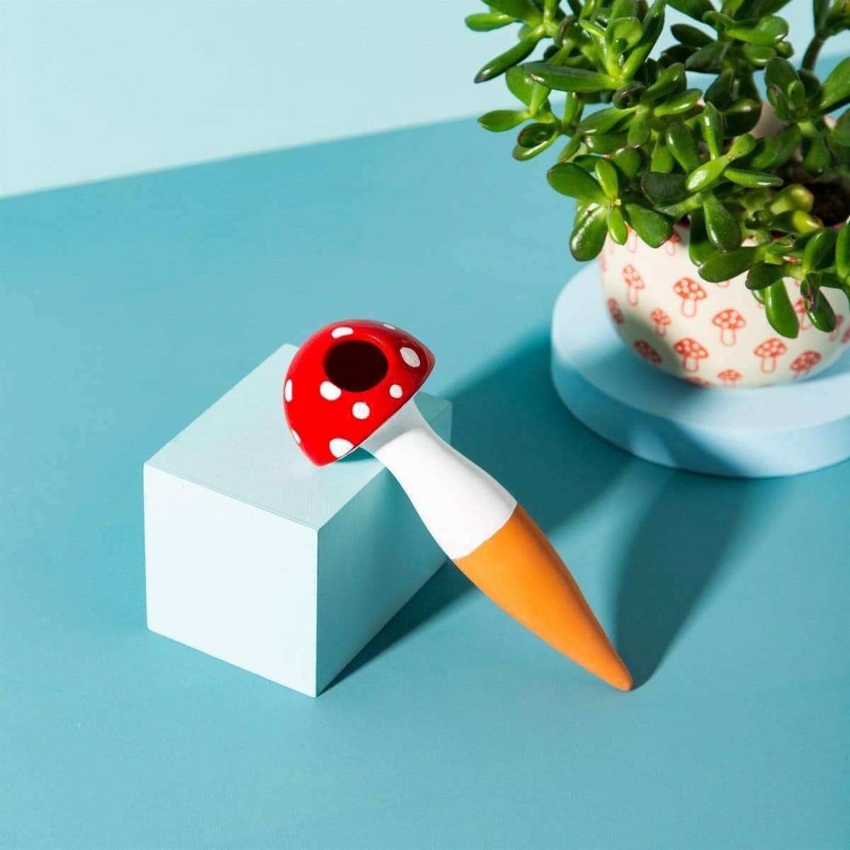 Mushroom Shaped Terracotta Watering Spike Red by Sass and Belle