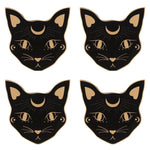 Mystic Mog Cat Face Crescent Moon Coaster Set of 4 - The Fashion Gift Shop Tea Coasters