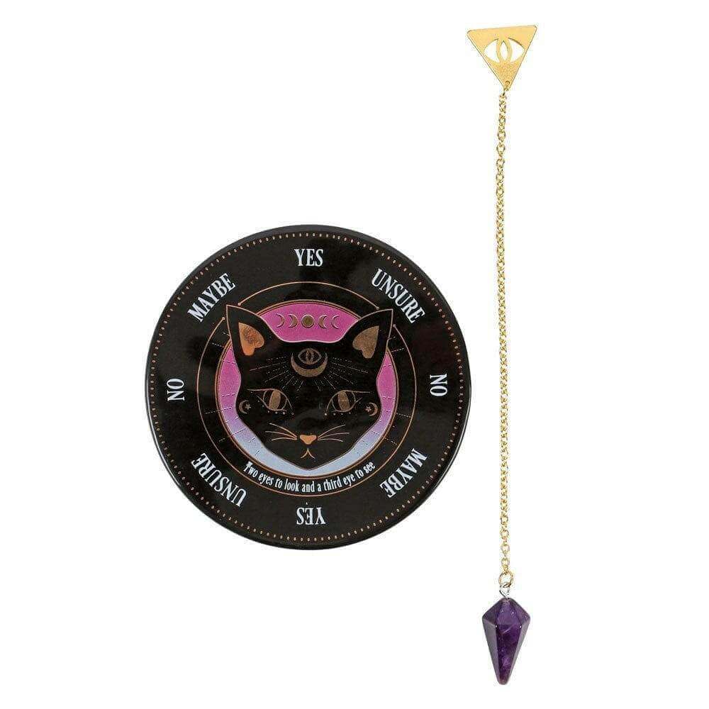 The Fashion Gift Shop: Mystic Mog Pendulum Divination Kit With Amethyst Crystal by Spirit of equinox, Pendulum Divination Kit
