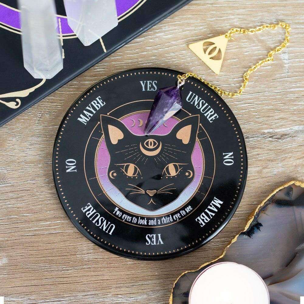 The Fashion Gift Shop: Mystic Mog Pendulum Divination Kit With Amethyst Crystal by Spirit of equinox, Pendulum Divination Kit