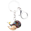New Hand Painted Whale Mother & Baby Mosaic Bag Charm Keyring - Brown