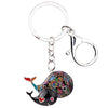 New Hand Painted Whale Mother & Baby Mosaic Bag Charm Keyring - Black