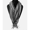 Ladies Shimmer Sparkly Scarves with Tassels - Black And Silver