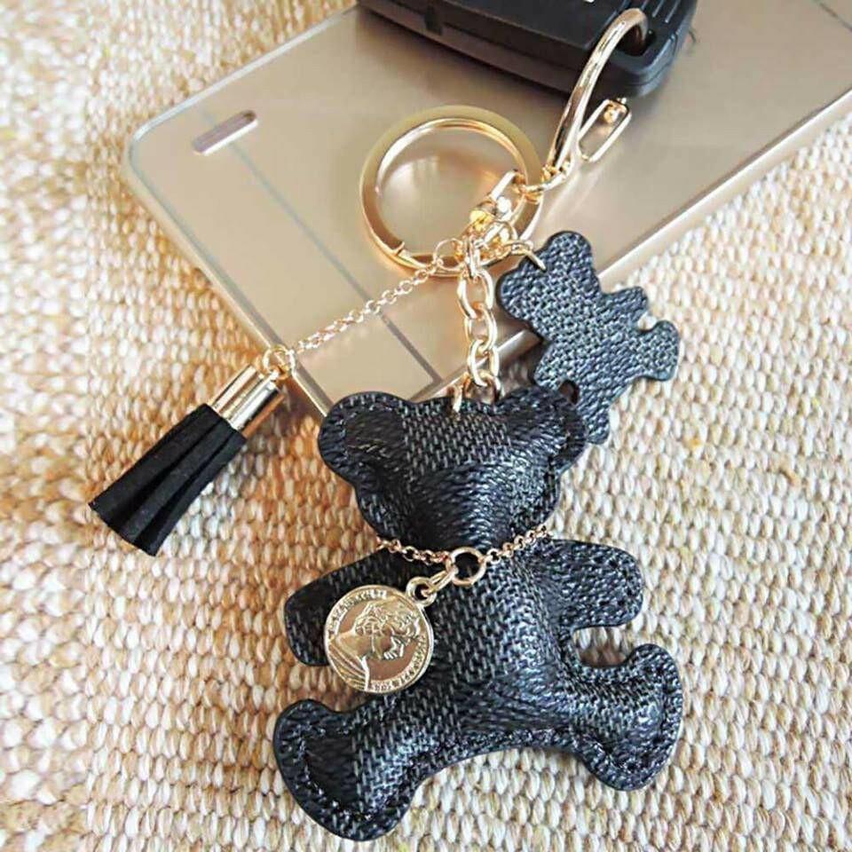 Patchwork Teddy Bear Handbag Charm Keyrings by Fashion Accessories