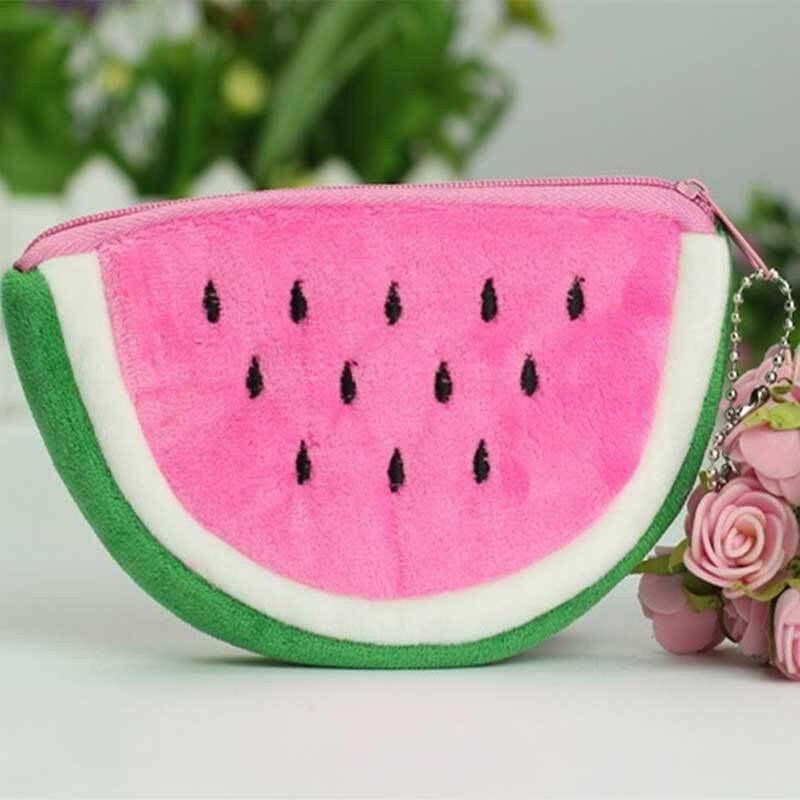 Plush Watermelon Zipped Coin Purses by Fashion Accessories