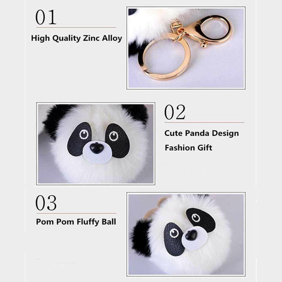 Panda Bear Pom Pom Keyring and Backpack Buddy Charm by Fashion Accessories