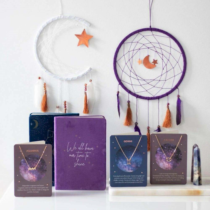 The Fashion Gift Shop: Purple Moon and Star Dreamcatcher - 39cm Handmade Decor by Spirit of equinox, Dreamcatcher