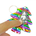 Rainbow Christmas Tree Reversible Sequins Silver Xmas Keyring - Bag Charms & Keyrings by Fashion Accessories