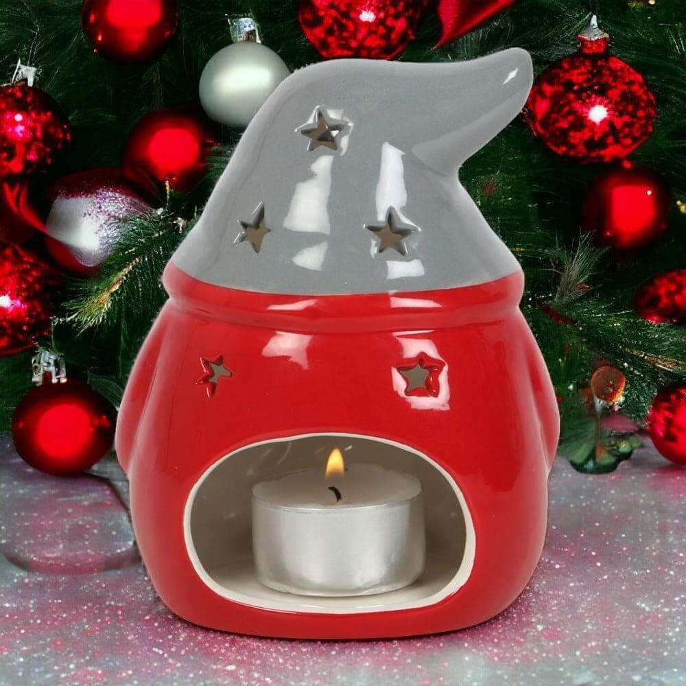 The Fashion Gift Shop: Red and Grey Gonk Tealight Holder Christmas Decor by Jones Home & Gifts, Tea Light Holder