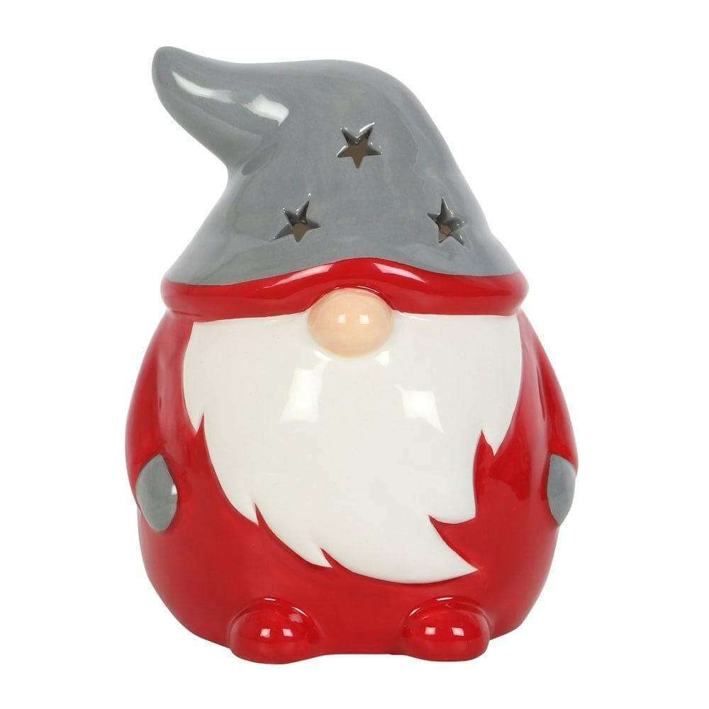 The Fashion Gift Shop: Red and Grey Gonk Tealight Holder Christmas Decor by Jones Home & Gifts, Tea Light Holder