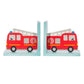 Red Fire Engine Bookends Child Transport Bedroom Decor - Wall Hooks & Drawers by Sass & Belle