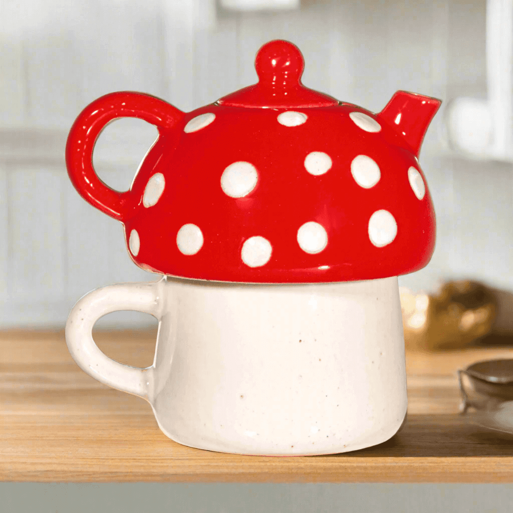 The Fashion Gift Shop: Red Mushroom Tea For One By Sass and Belle by Sass and Belle, Mugs and Cups