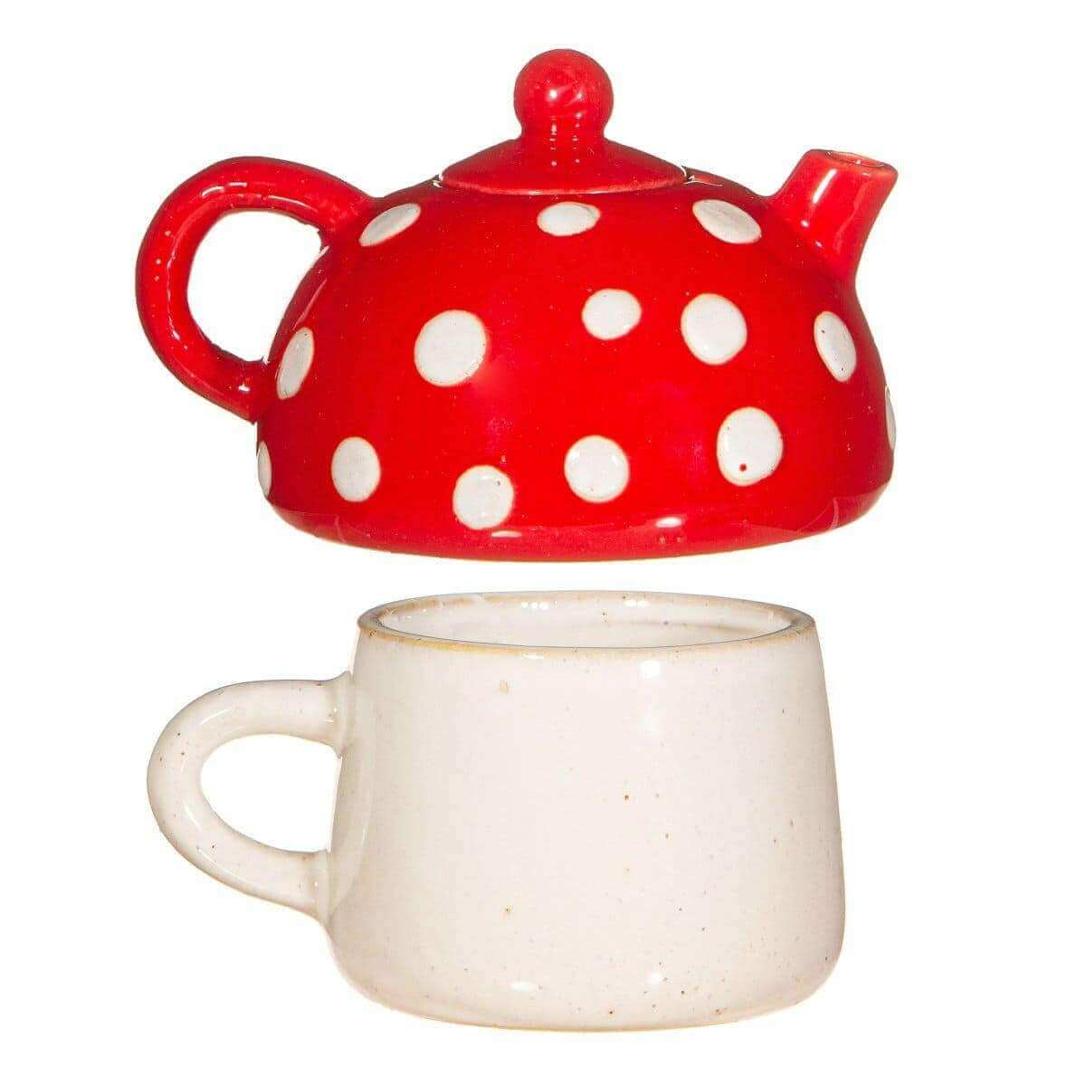 The Fashion Gift Shop: Red Mushroom Tea For One By Sass and Belle by Sass and Belle, Mugs and Cups