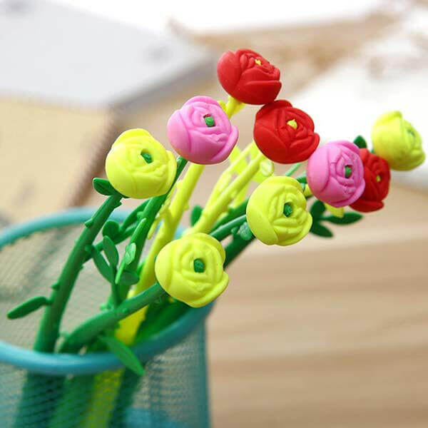 The Fashion Gift Shop: Rose Flowers Retro Style Colourful Gel Pens, Pack of 3 by Fashion Accessories, Art and Craft