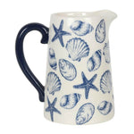 The Fashion Gift Shop: Seashell Ceramic Flower Jug Vase 17cm by Jones Home & Gifts, Flower Jugs