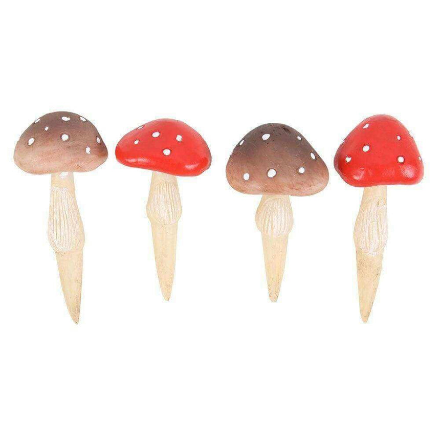 The Fashion Gift Shop: Set of 4 Mini Mushroom Plant Pot Pals, Fairy Garden Decor by Jones Home & Gifts, Gardening Accessories