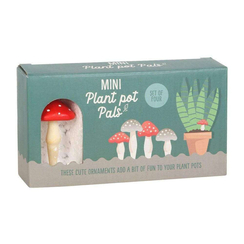The Fashion Gift Shop: Set of 4 Mini Mushroom Plant Pot Pals, Fairy Garden Decor by Jones Home & Gifts, Gardening Accessories