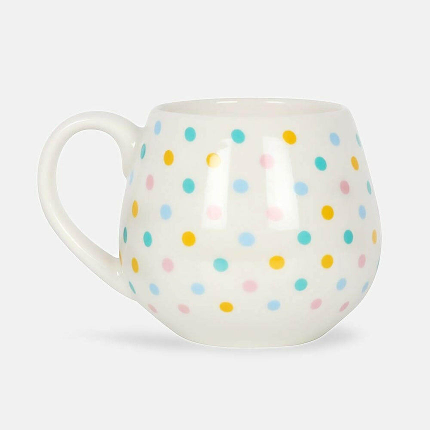 The Fashion Gift Shop: Spotted Round Mug Multi Pastel Coloured Polka Dot Pattern by Jones Home & Gifts, Mugs and Cups