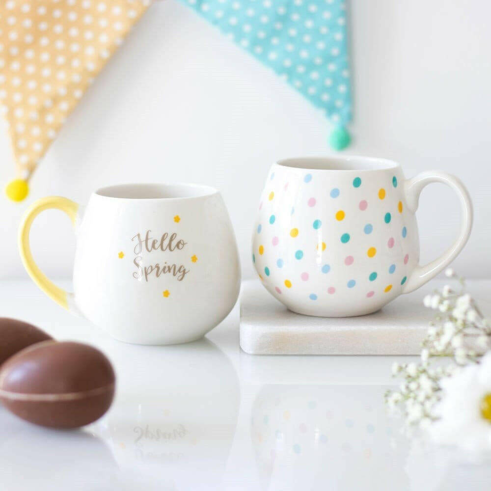 Spotted Round Mug Multi Pastel Coloured Polka Dot Pattern by Jones Home & Gifts