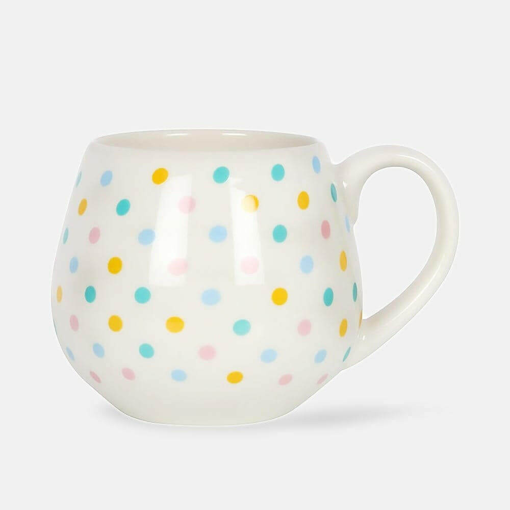 Spotted Round Mug Multi Pastel Coloured Polka Dot Pattern by Jones Home & Gifts