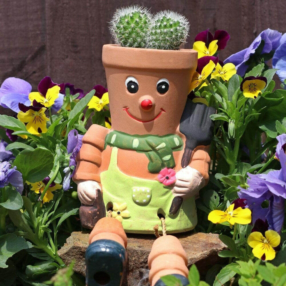The Fashion Gift Shop: Terracotta Flower Pot Man Planter - Perche or Hang Garden Ornament by Jones Home & Gifts, Gardening Accessories