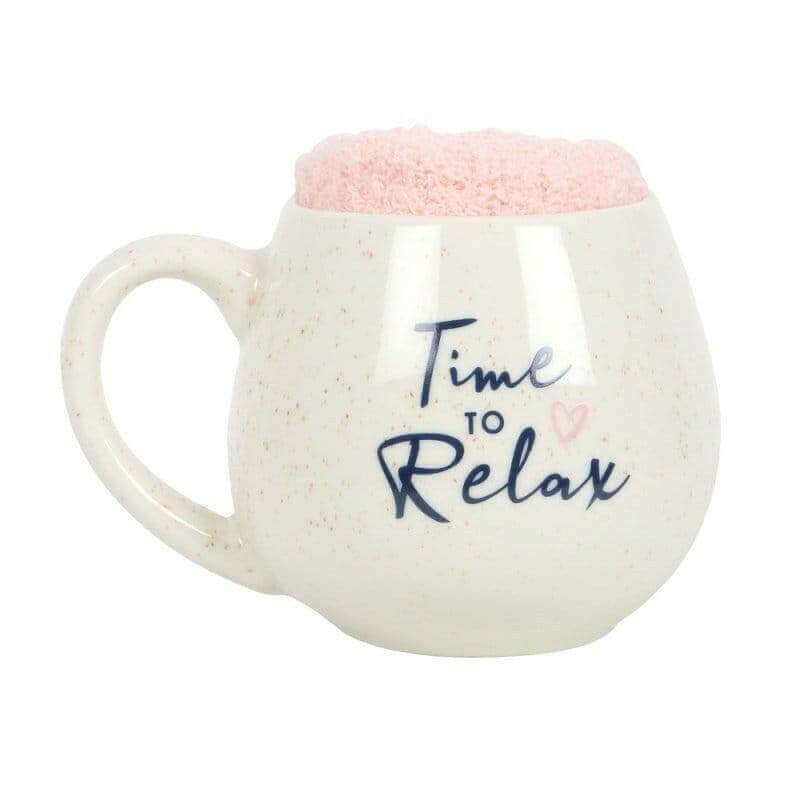 Time to Relax Round Mug and Sock Gift Set - The Fashion Gift Shop Mugs and Cups