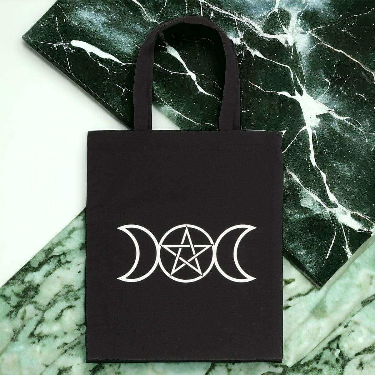 Triple Moon Cotton Tote Bag for Eco-Friendly Style by Spirit of equinox