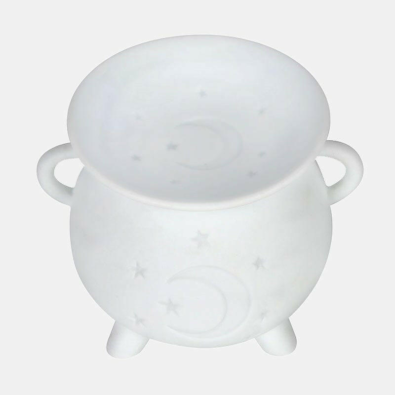 The Fashion Gift Shop: White Mystical Moon and Stars Cauldron Oil - Wax Melt Burner by Spirit of equinox, Oil Burner & Wax Melters