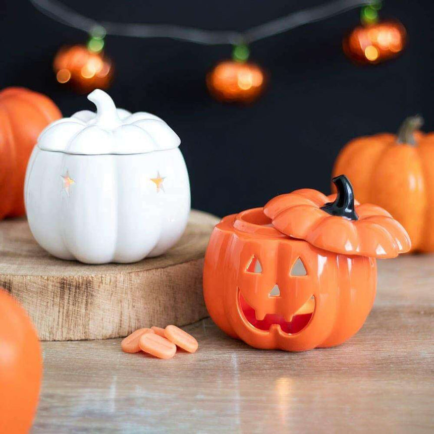 White Pumpkin Oil Burner and Wax Melt Warmer Halloween Gift