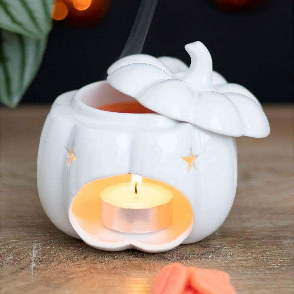 White Pumpkin Oil Burner and Wax Melt Warmer Halloween Gift by Spirit of equinox
