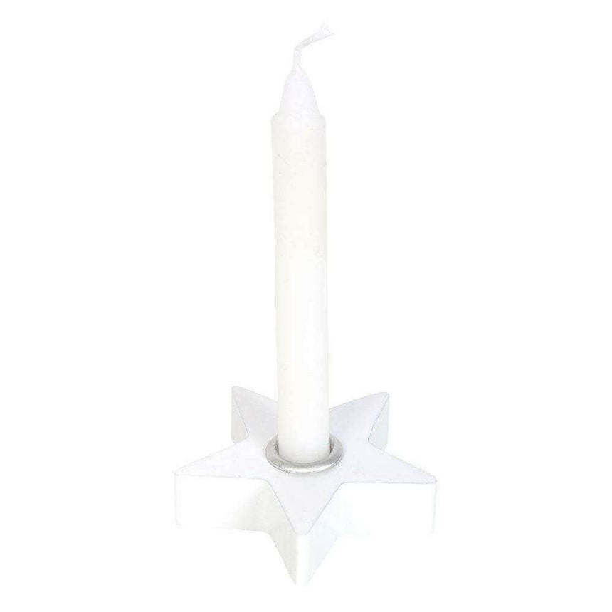The Fashion Gift Shop: White Spell Candle Holders 3 Designs Star Moons Mystical by Spirit of equinox, Candle Holders