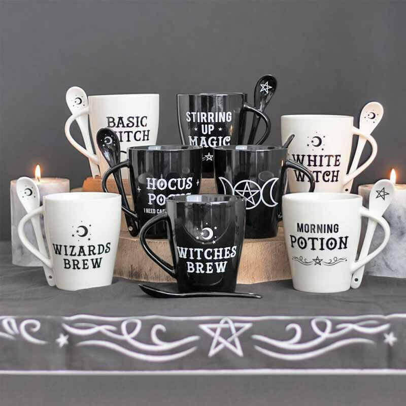 Witches Brew Morning Potion Hocus Pocus Mugs with Spoons by Spirit of equinox