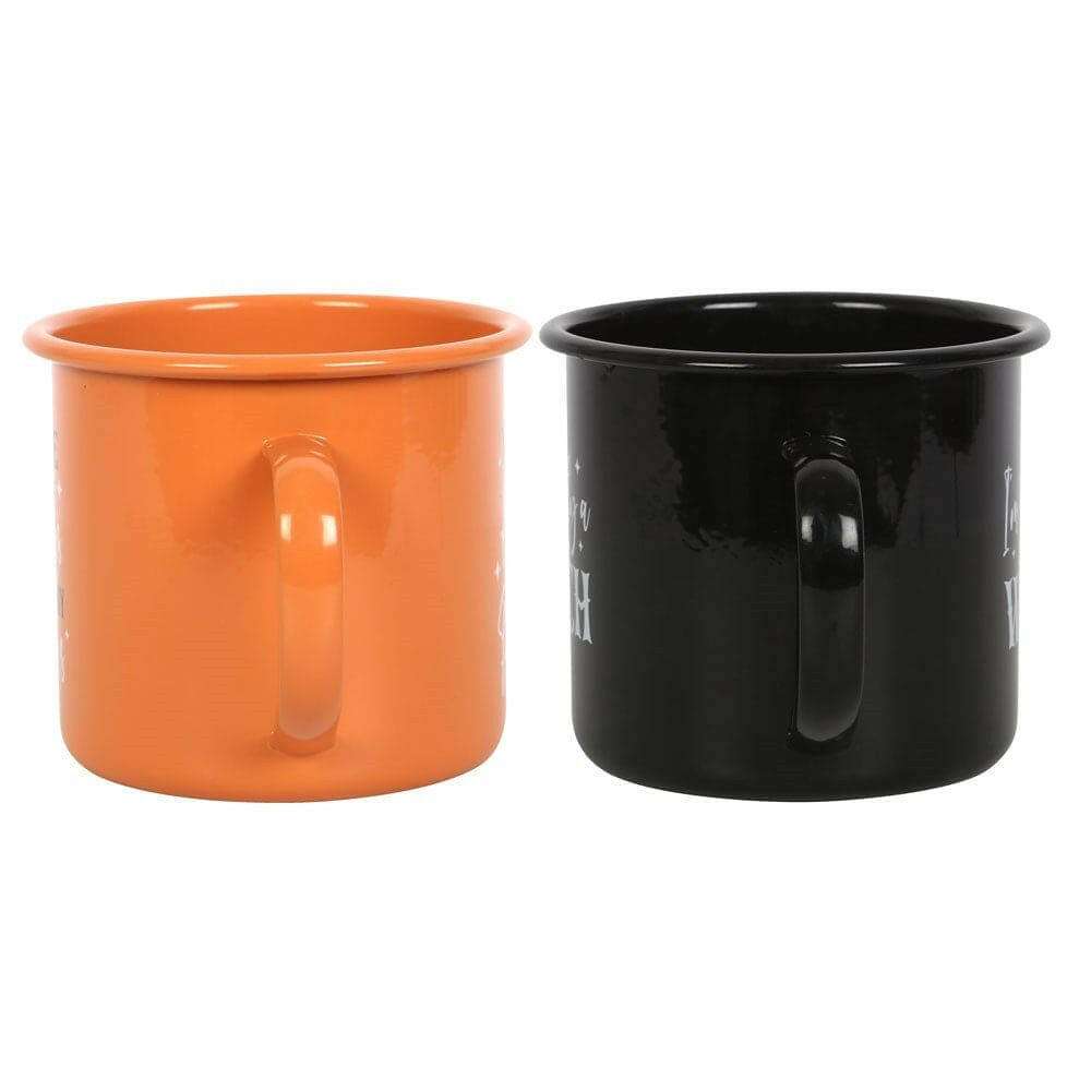 The Fashion Gift Shop: Witchy Enamel Mugs Halloween Autumn Hot Chocolate Mug Set by Spirit of equinox, Mugs and Cups