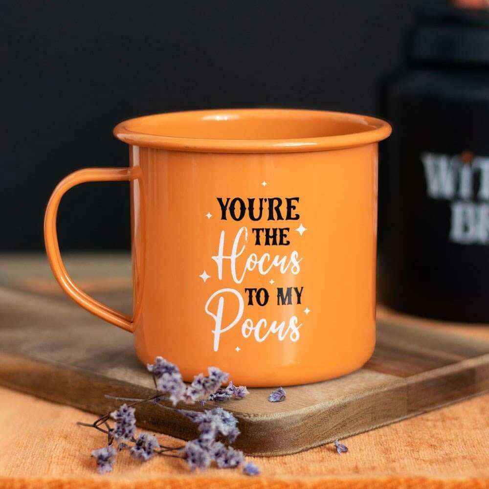The Fashion Gift Shop: Witchy Enamel Mugs Halloween Autumn Hot Chocolate Mug Set by Spirit of equinox, Mugs and Cups