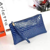 Women's Textured Glossy Cosmetic Clutch Bags - Blue