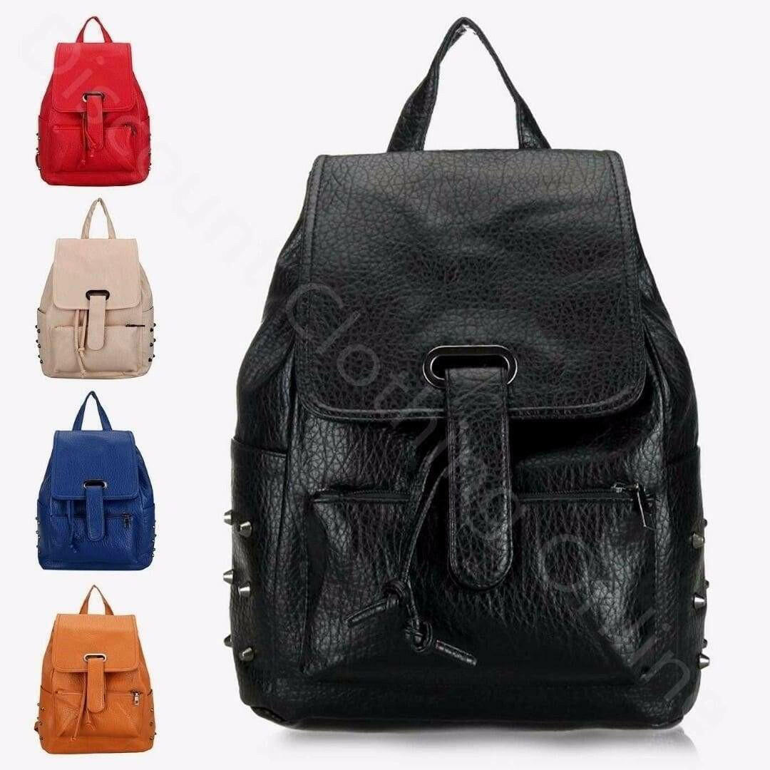 The Fashion Gift Shop: Womens Girls Leather Style Quality Backpack School Work Rucksack Stud Fashion by Fashion Accessories,