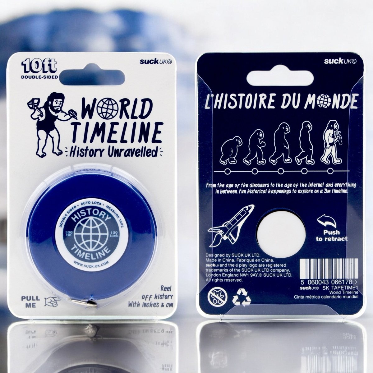 10ft, Double Sided Measuring Tape, Illustrated Chronology of World History - Double Sided Measuring Tape by SuckUK